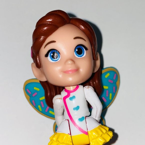 Miniature Doll Girl Fairy Blue Confetti Wings Pink Boots Pretend Toy Figure - Picture 3 of 8